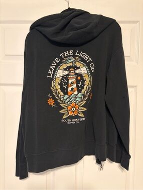 South Quarter Supply Co. Lighthouse Graphic Zip Hoodie Black Full Zip Sweatshirt